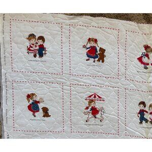 Cranston Print Works "Love Makes the World Go Round" Quilted Fabric Blocks 17" x